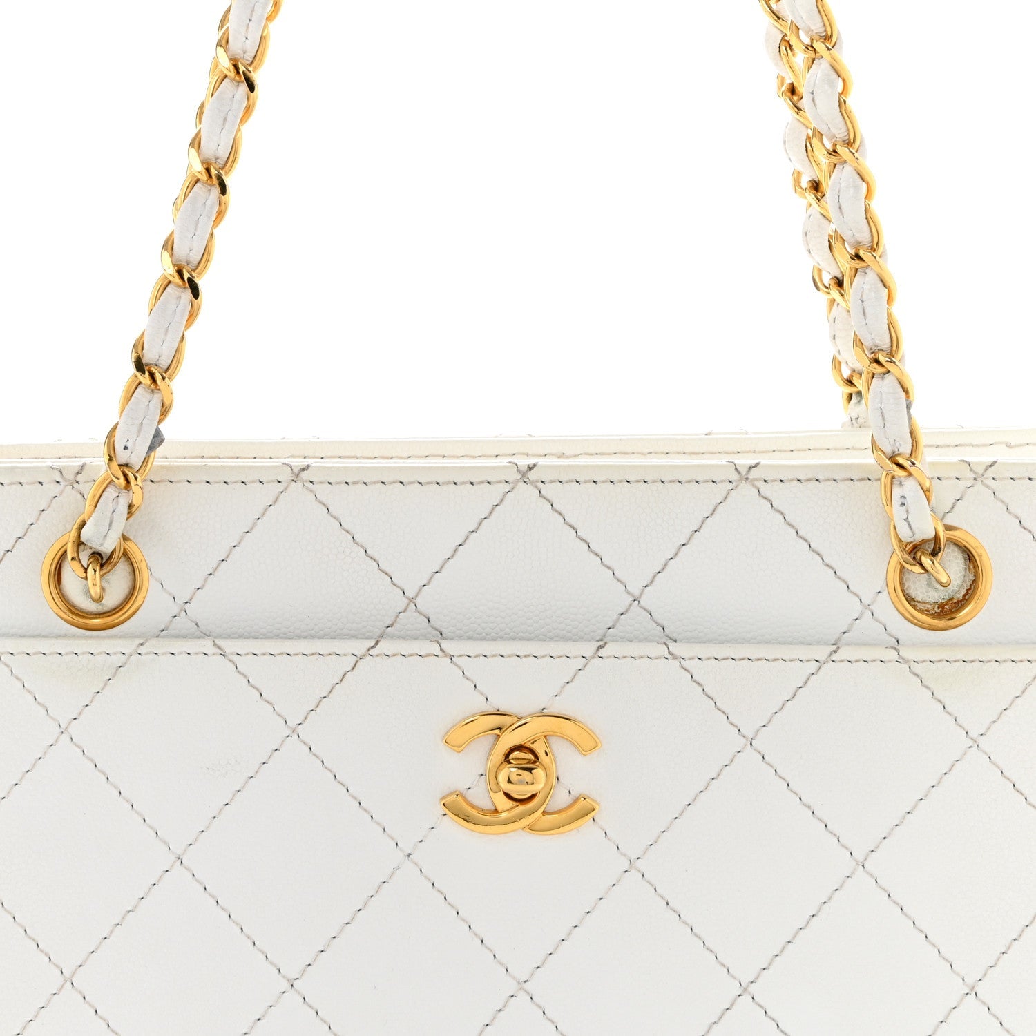 Caviar Quilted Shoulder Bag White