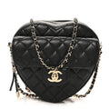Lambskin Quilted CC In Love Heart Bag Black