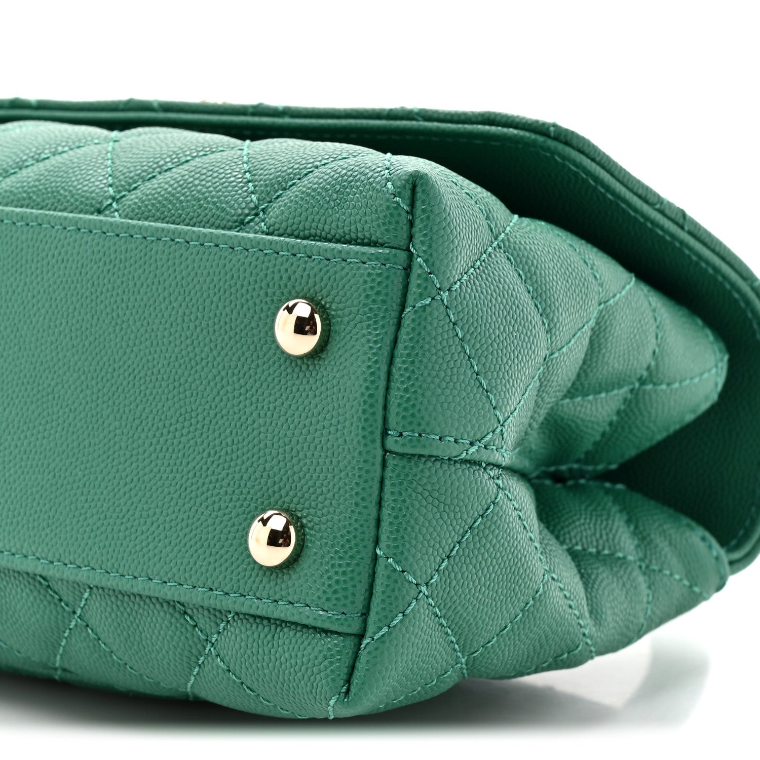 Caviar Quilted Mini Coco Handle Flap Green