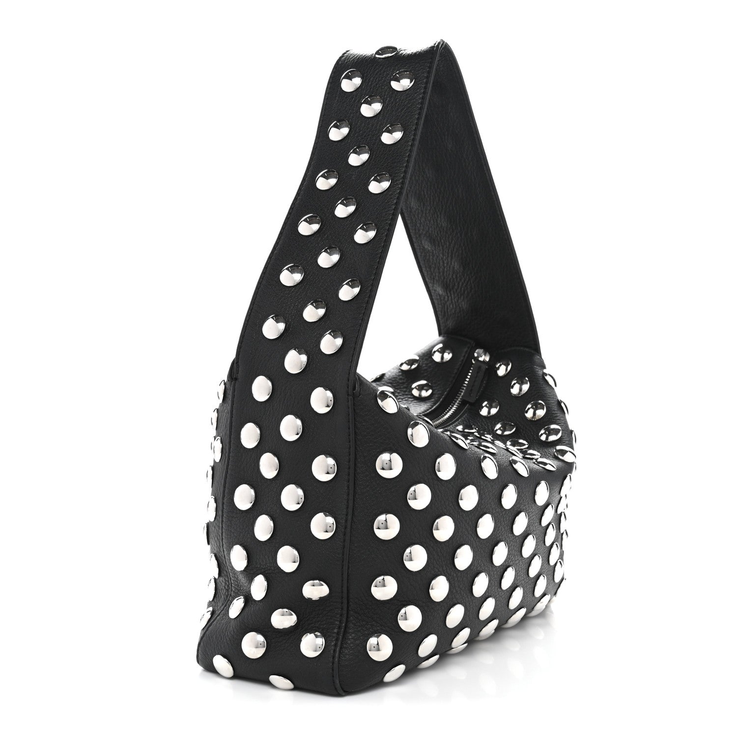 Pebbled Sport Calfskin Studded Elena Black