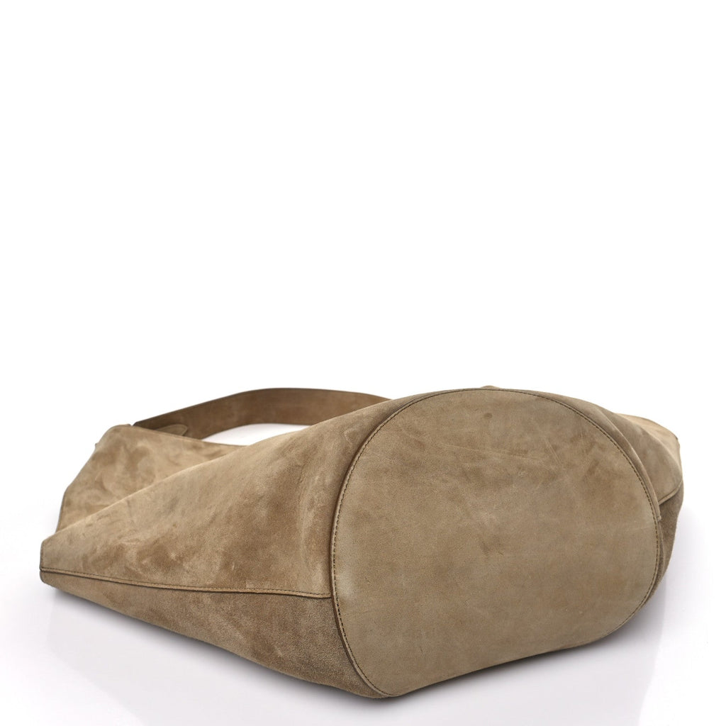 Suede Calfskin Medium Lotus Tote Mud
