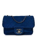 Suede Quilted Whipstitch Mini Flap Blue