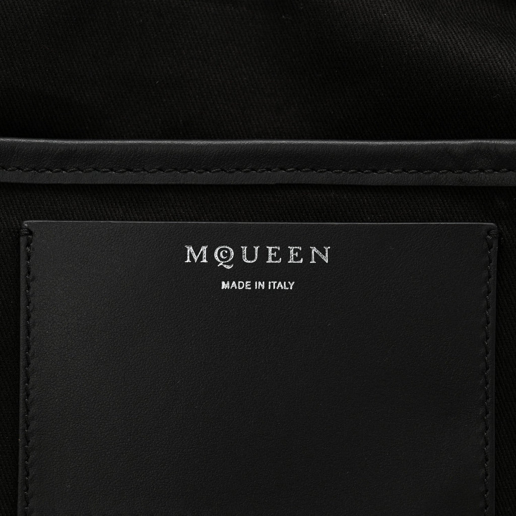 Canvas Calfskin T-Bar Shopping Bag Black