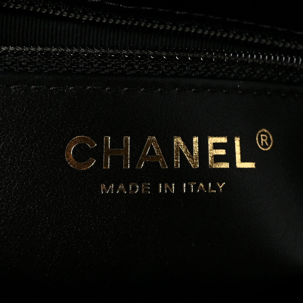 Shiny Aged Calfskin Quilted Nano Kelly Shopper Black