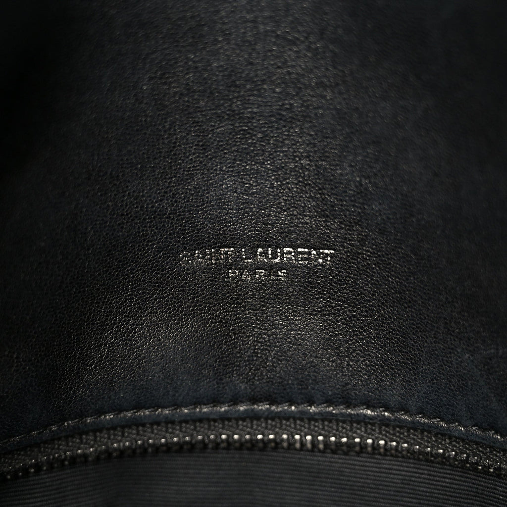 Lambskin Quilted Monogram Monochrome Medium Loulou Puffer Chain Satchel Black