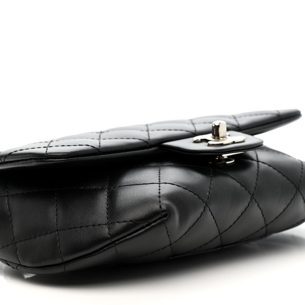 Calfskin Quilted CC Uniform Flap Belt Bag Black