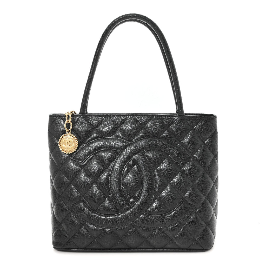 Caviar Quilted Medallion Tote Black