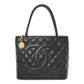 Caviar Quilted Medallion Tote Black