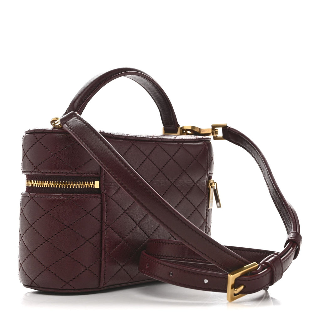 Lambskin Quilted Mini Gaby Vanity Case  Rouge Cabernet