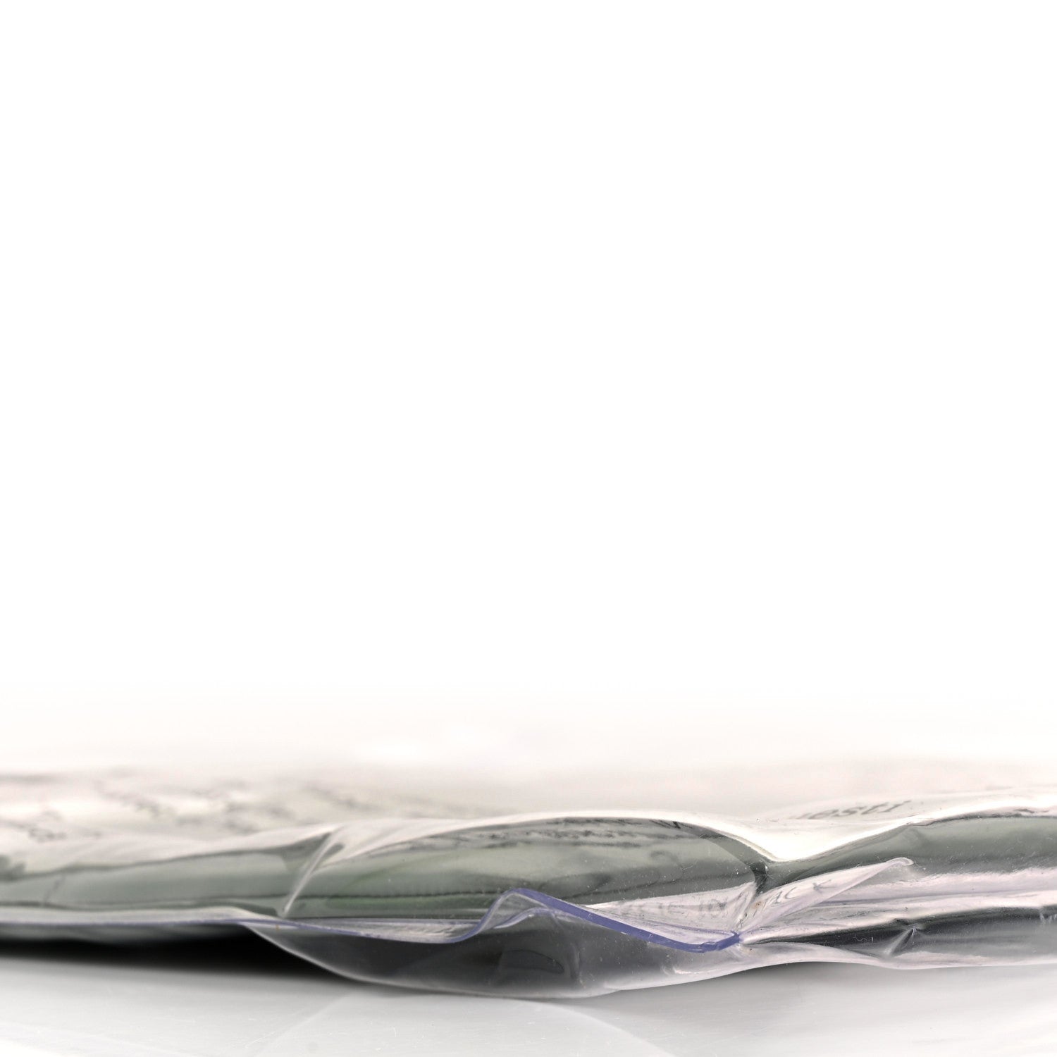 Plastic Bag with Cloudy Lambskin Solo Zip Pouch Clutch Celadon