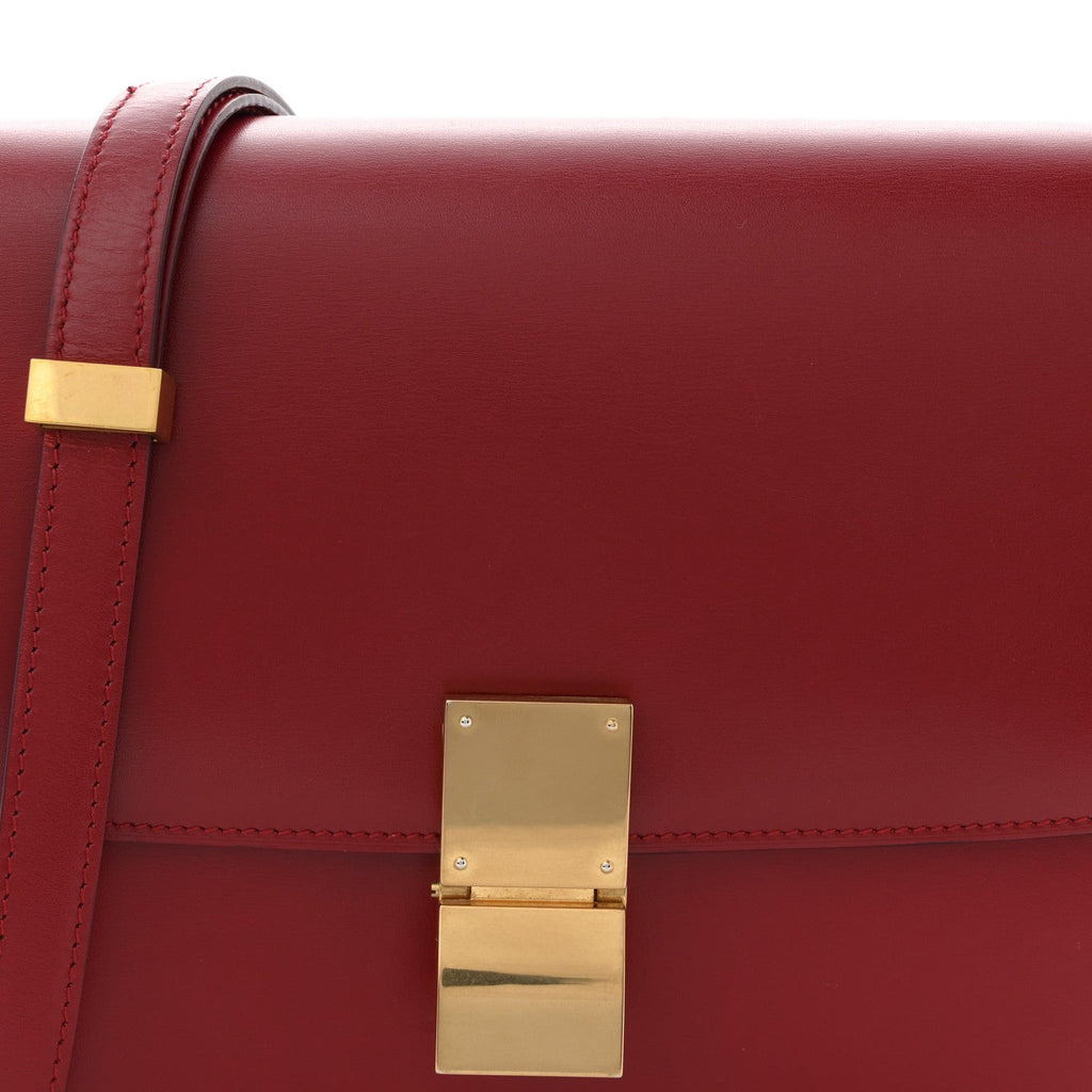 Box Calfskin Medium Classic Box Flap Bag Red