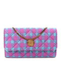 Tweed Quilted Medusa Wallet on Chain Crossbody Pink Blue