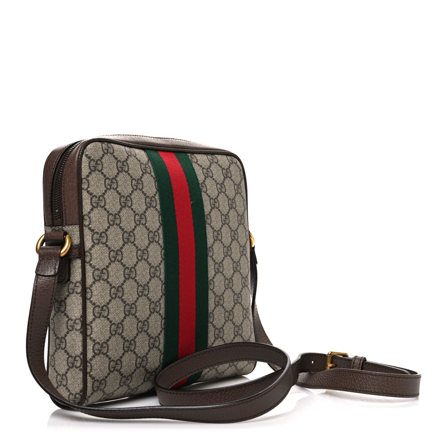 GG Supreme Monogram Web Small Ophidia Messenger Bag Brown