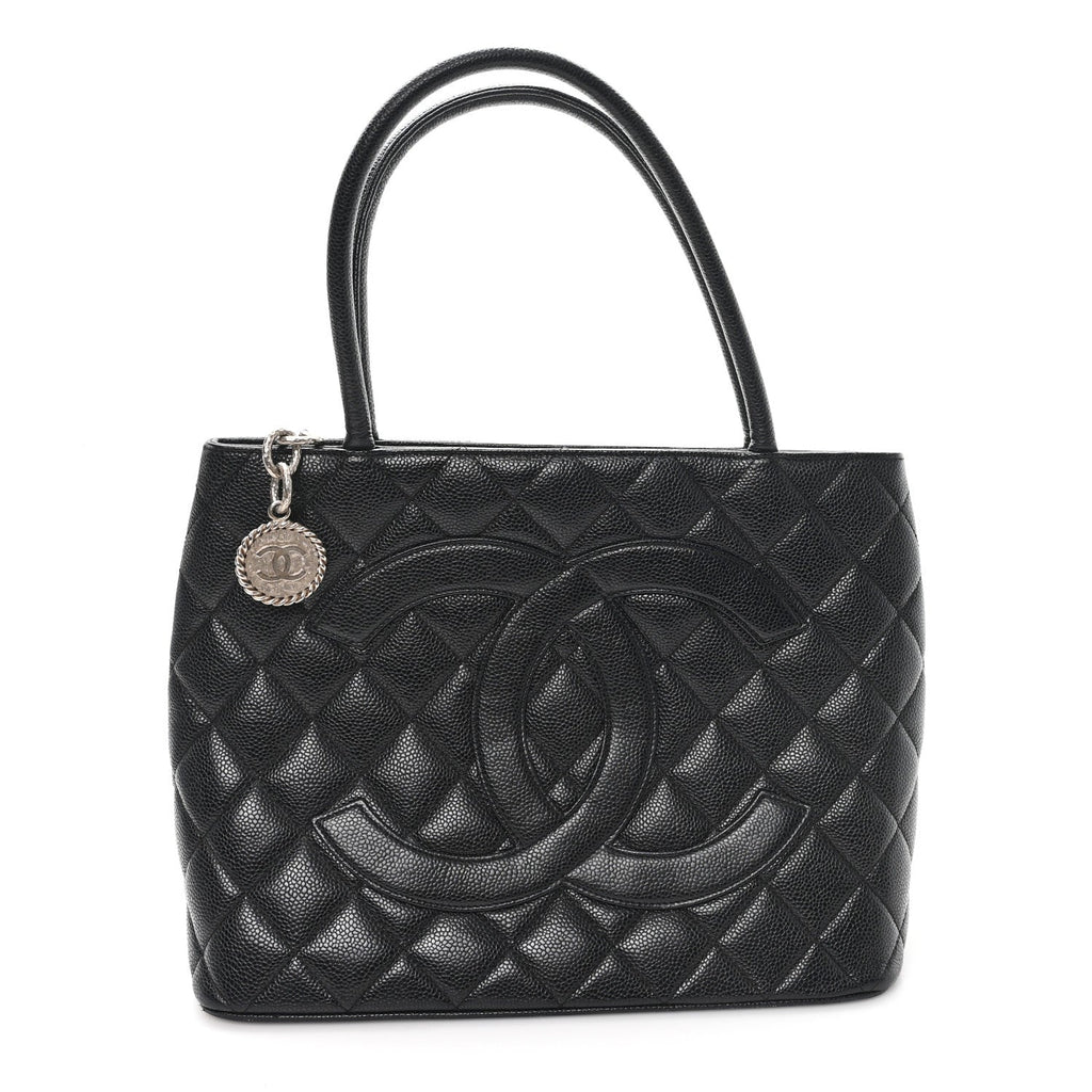 Caviar Quilted Medallion Tote Black