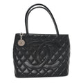 Caviar Quilted Medallion Tote Black