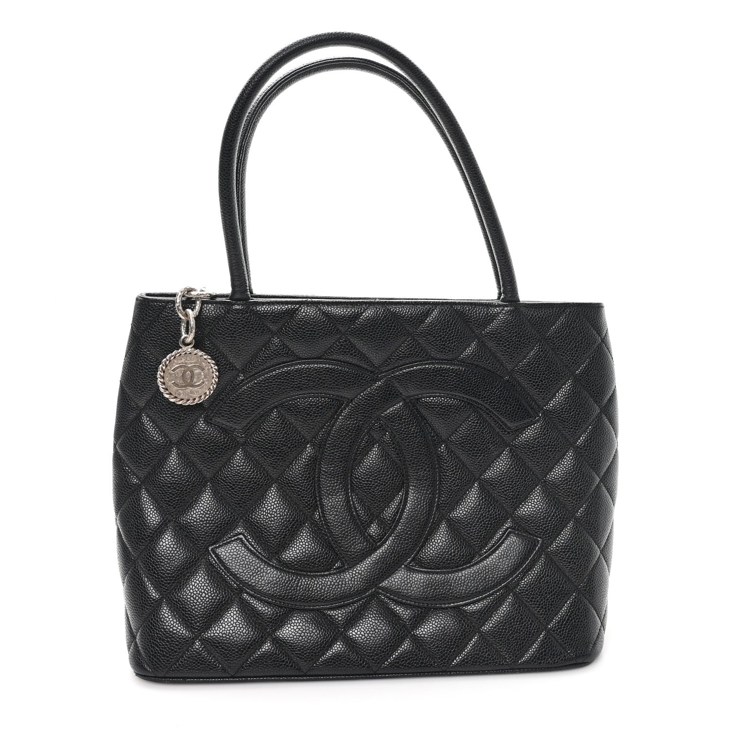 Caviar Quilted Medallion Tote Black