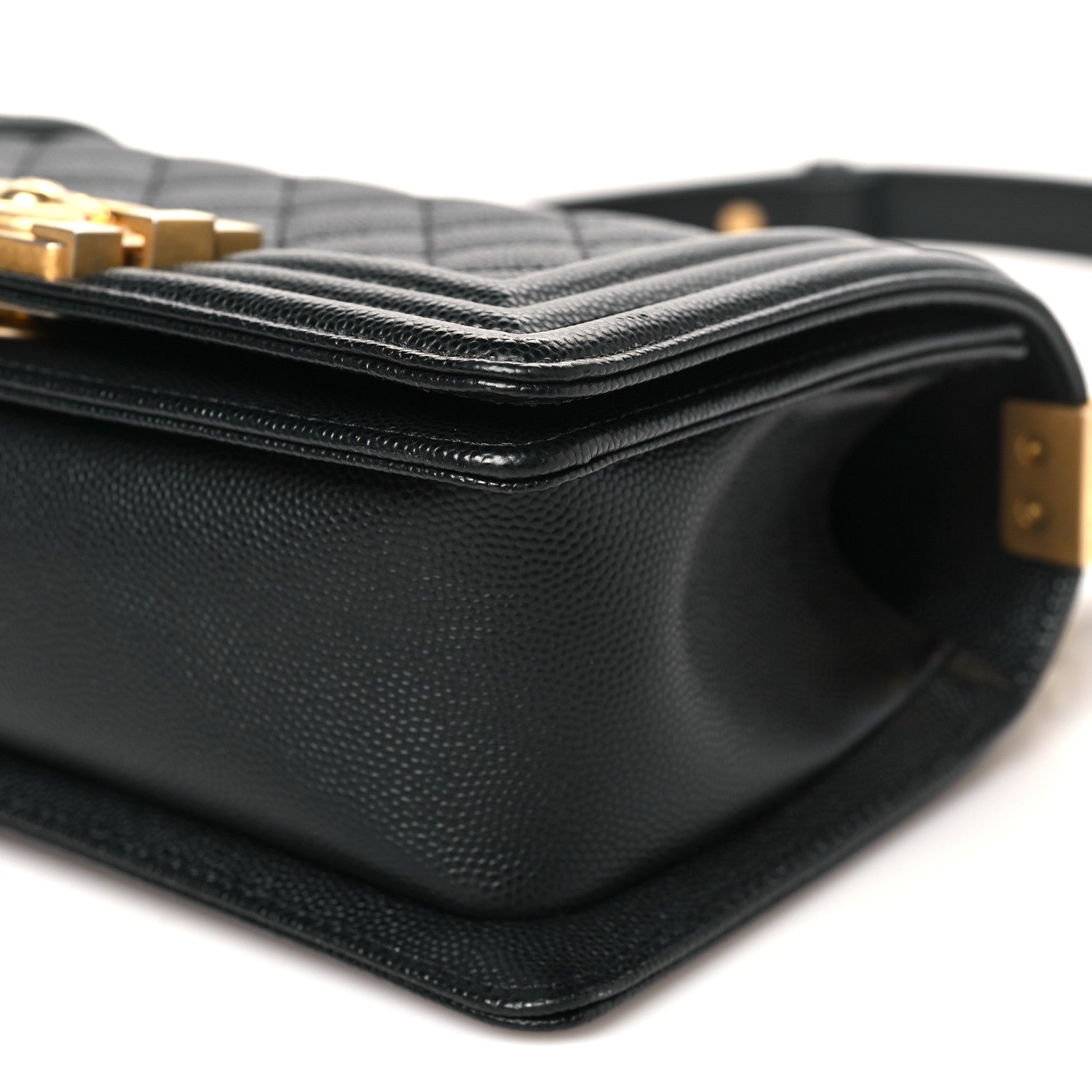 Caviar Quilted Small Boy Flap Black