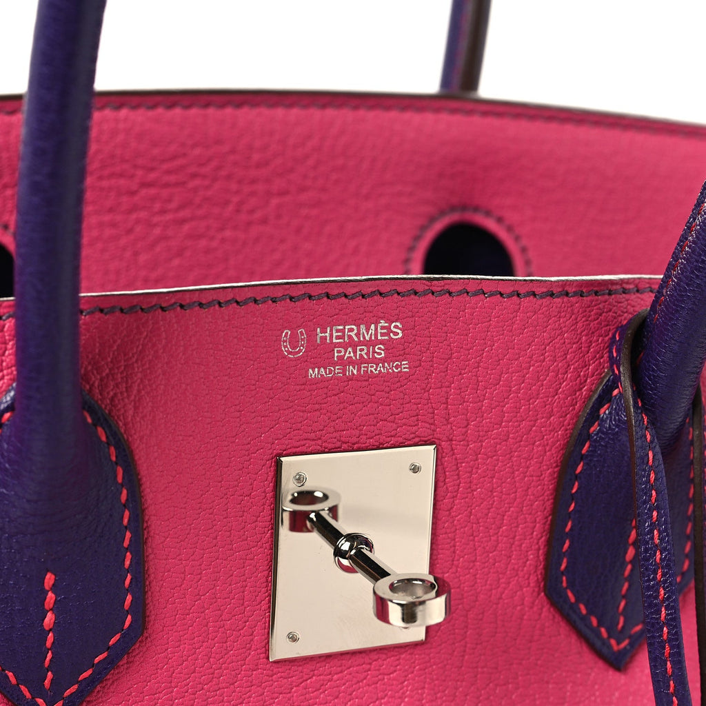 Chevre Mysore Horseshoe Birkin 30 Rose Shocking Iris