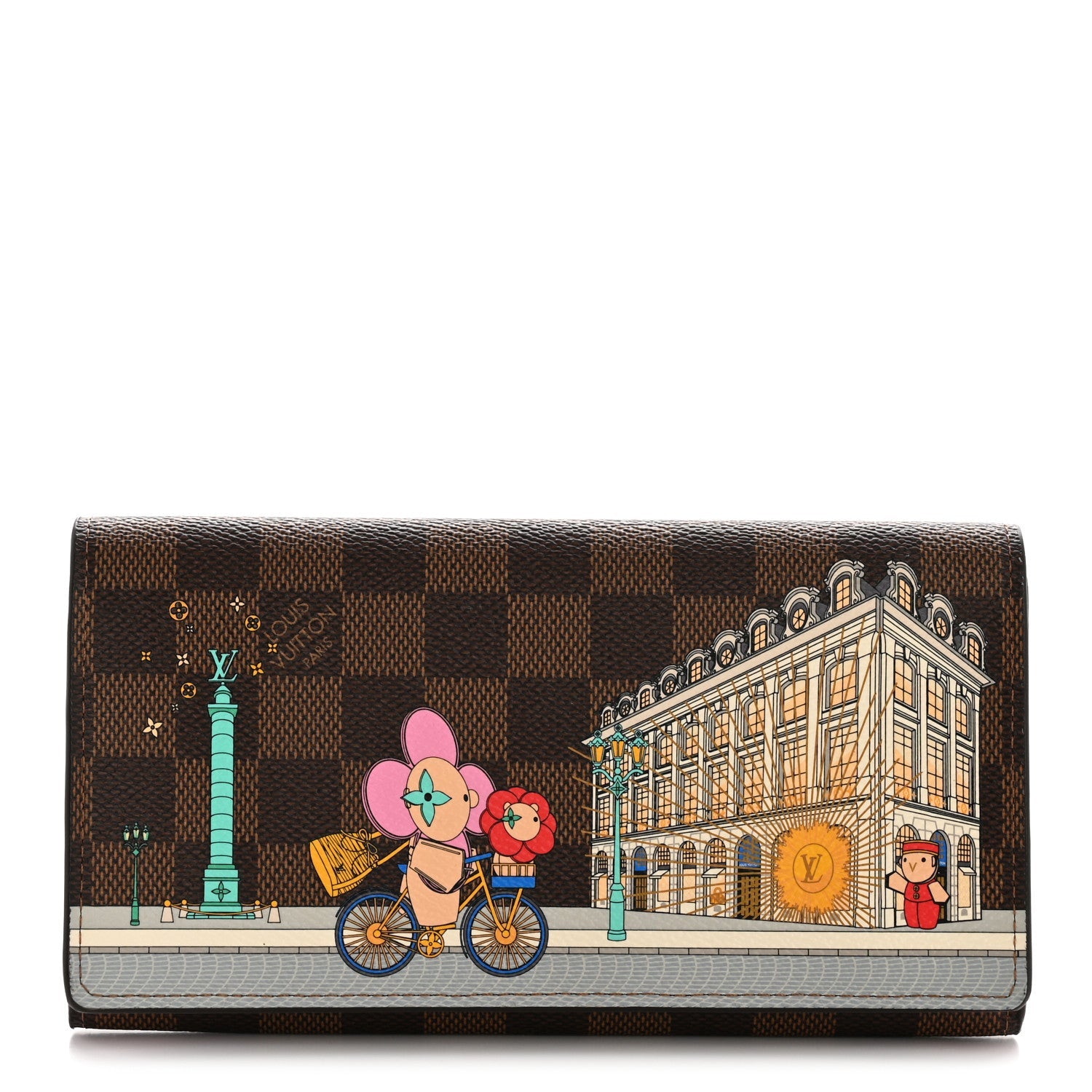 Damier Ebene 2022 Christmas Animation Paris Sarah Wallet Pink