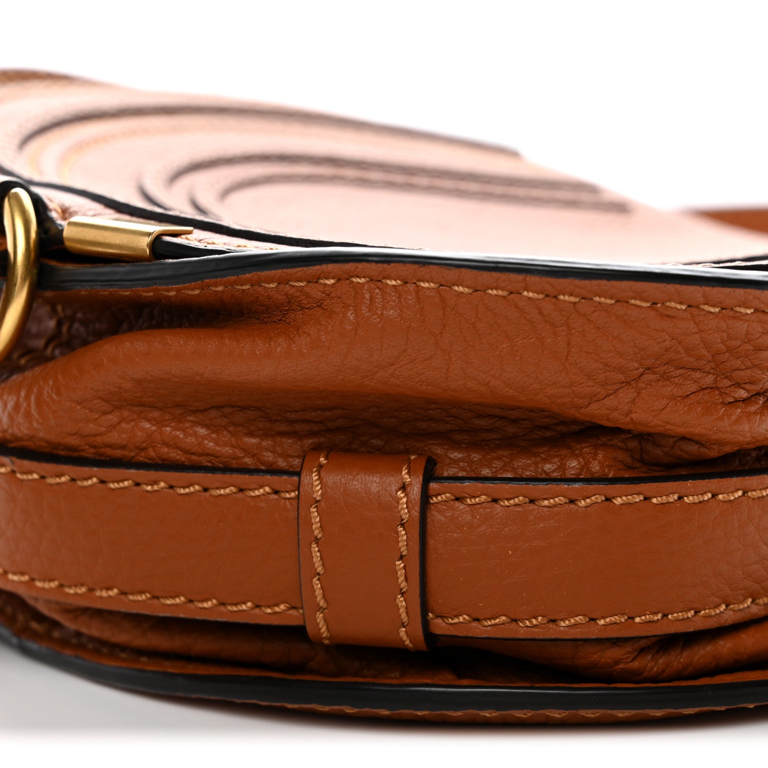 Grained Calfskin Small Marcie Saddle Bag Tan