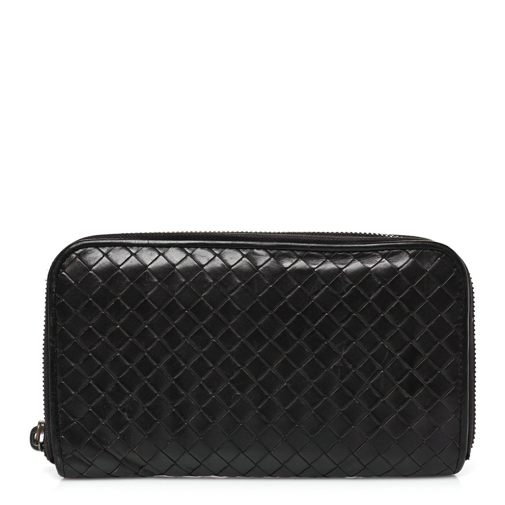 Nappa Intrecciato Zip Around Wallet Ebano