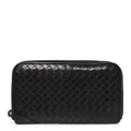 Nappa Intrecciato Zip Around Wallet Ebano