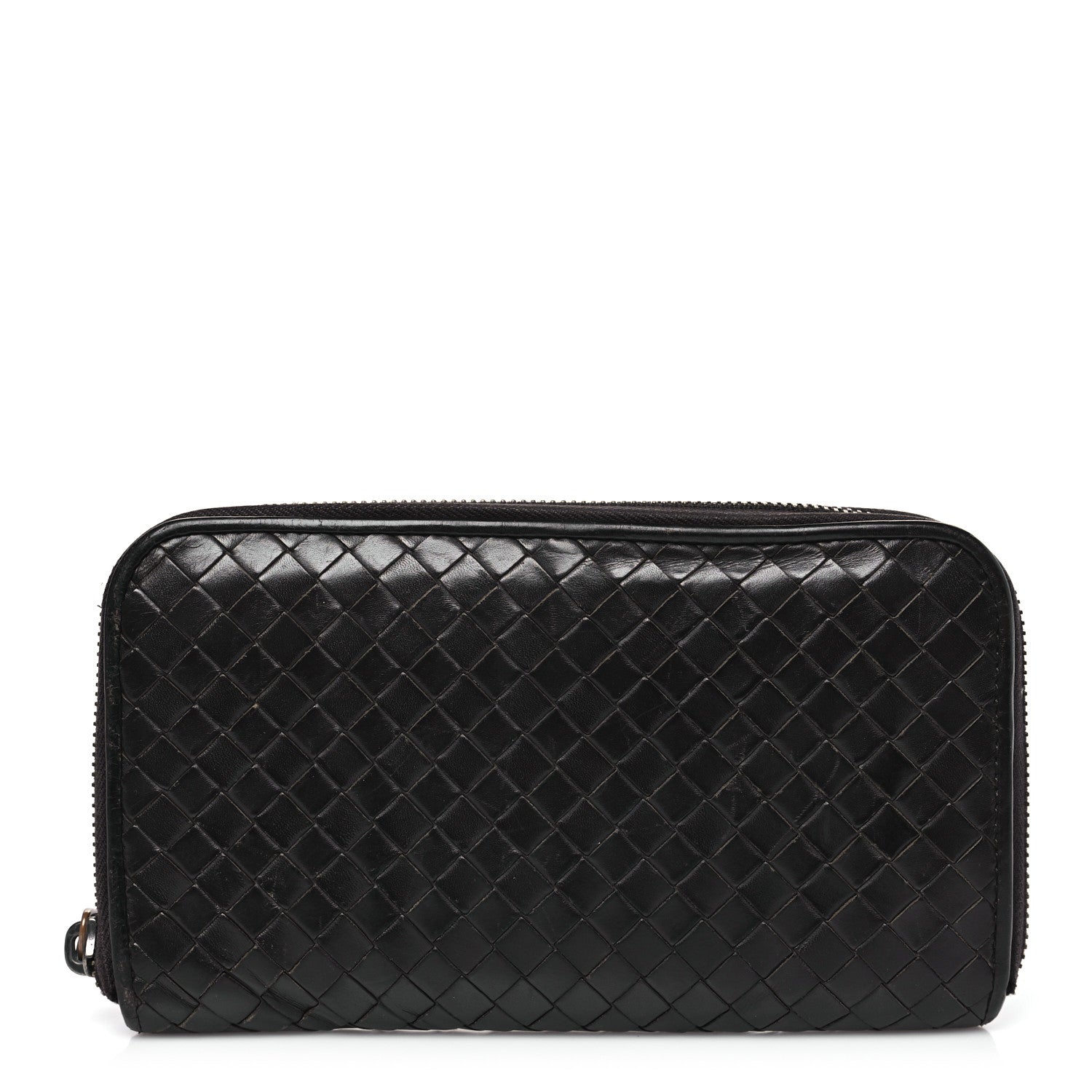 Nappa Intrecciato Zip Around Wallet Ebano