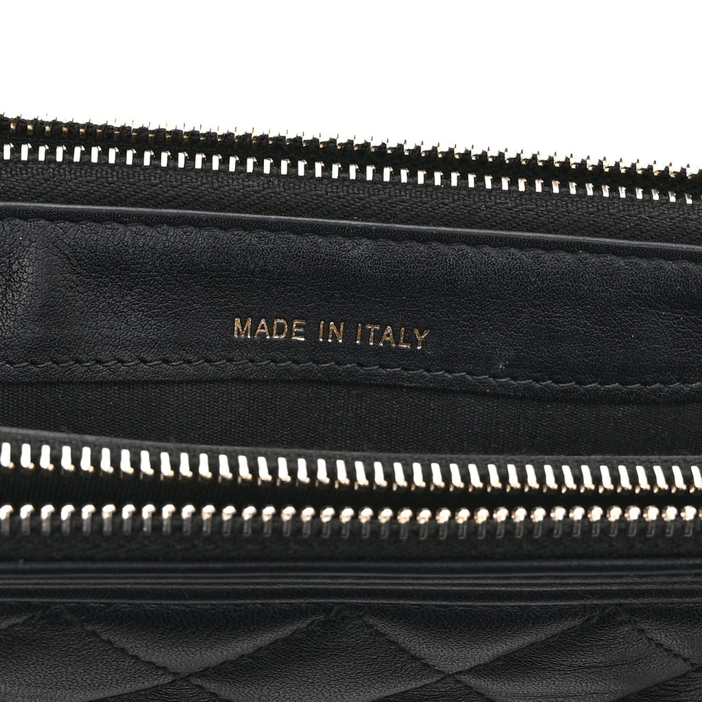 Calfskin Quilted Small Boy Clutch With Chain Black