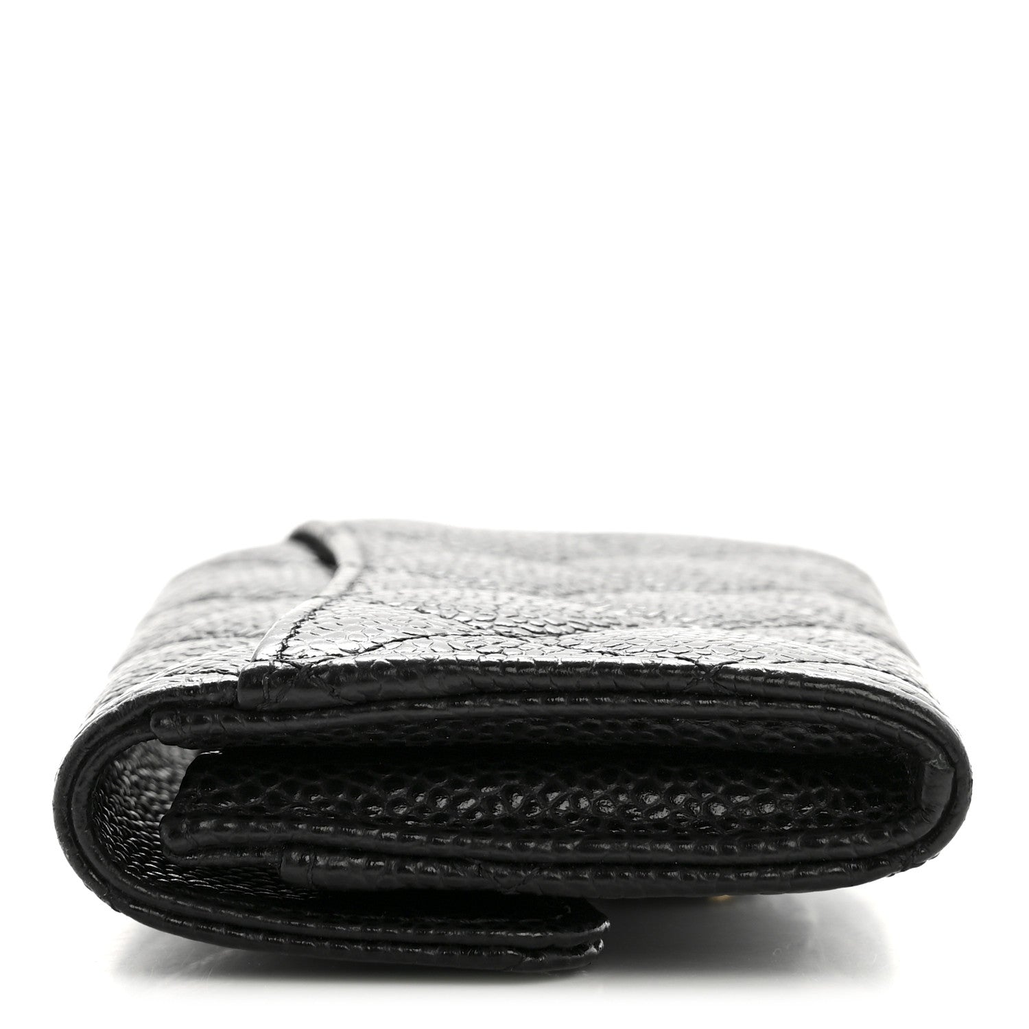 Caviar Quilted Flap  Holder Wallet Black