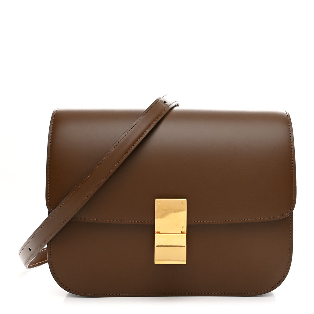 Box Calfskin Medium Classic Box Flap Bag Camel