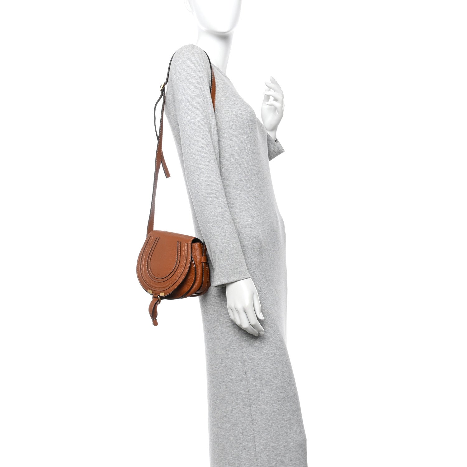 Grained Calfskin Small Marcie Saddle Bag Tan