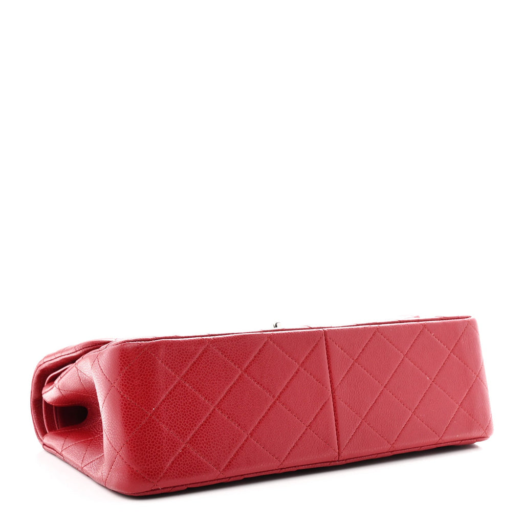 Caviar Quilted Jumbo Double Flap Red