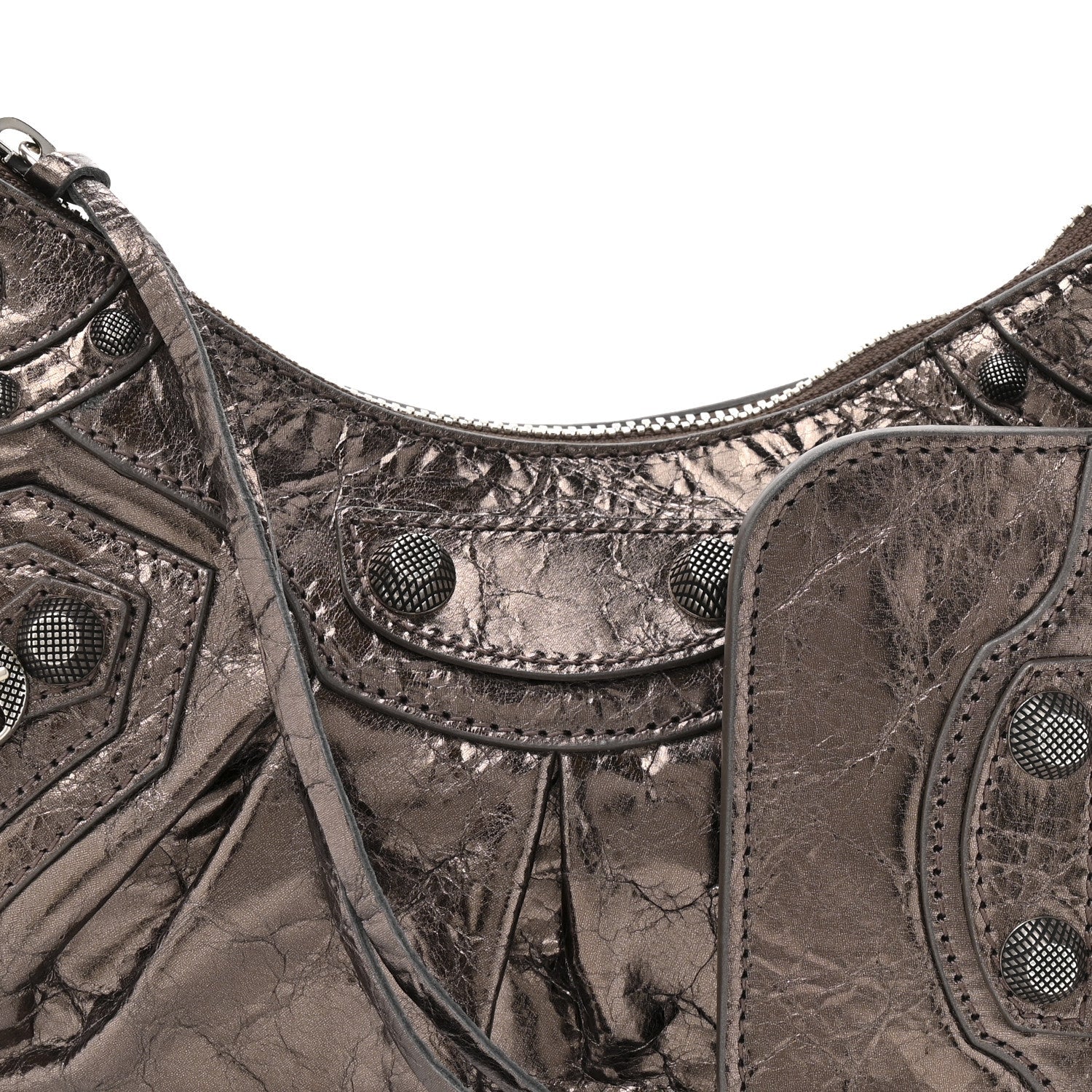 Metallic Agneau Arena Le Cagole Shoulder Bag XS Dark Bronze