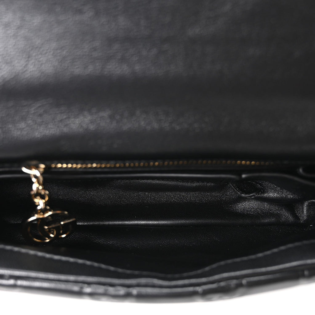 Lambskin Embossed Mini GG Milano Top Handle Shoulder Bag Black