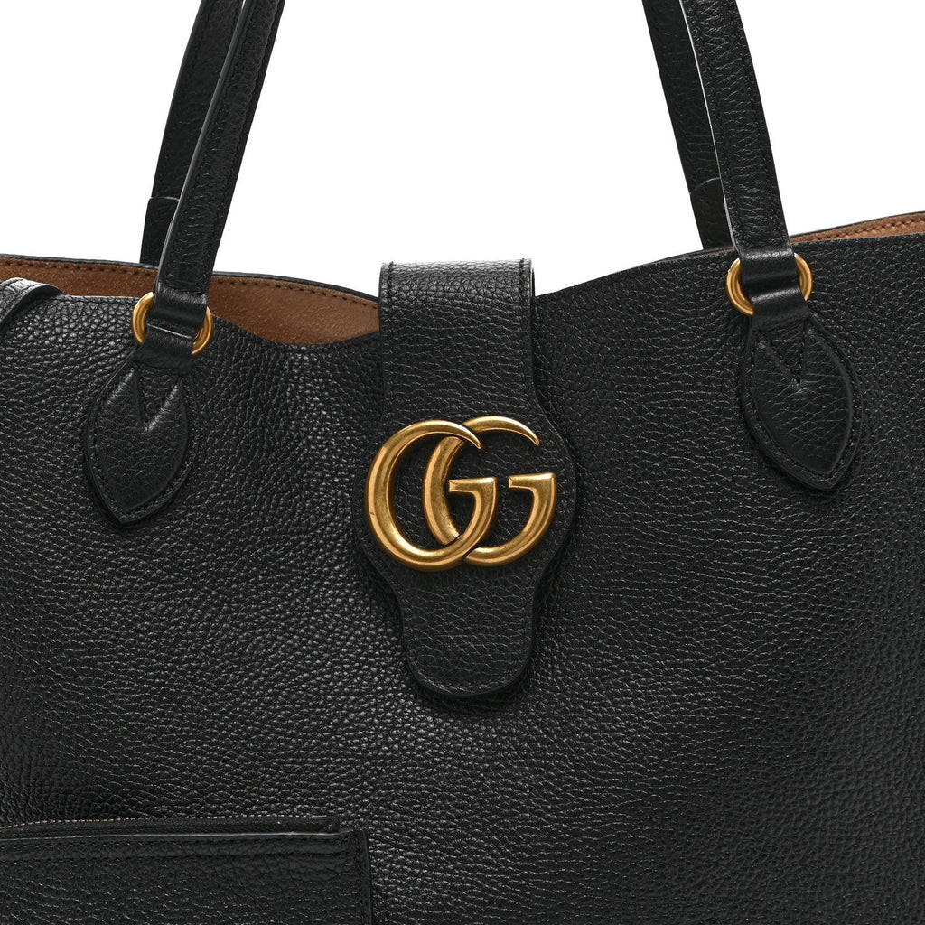 Grained Calfskin Small Dahlia Tote Black