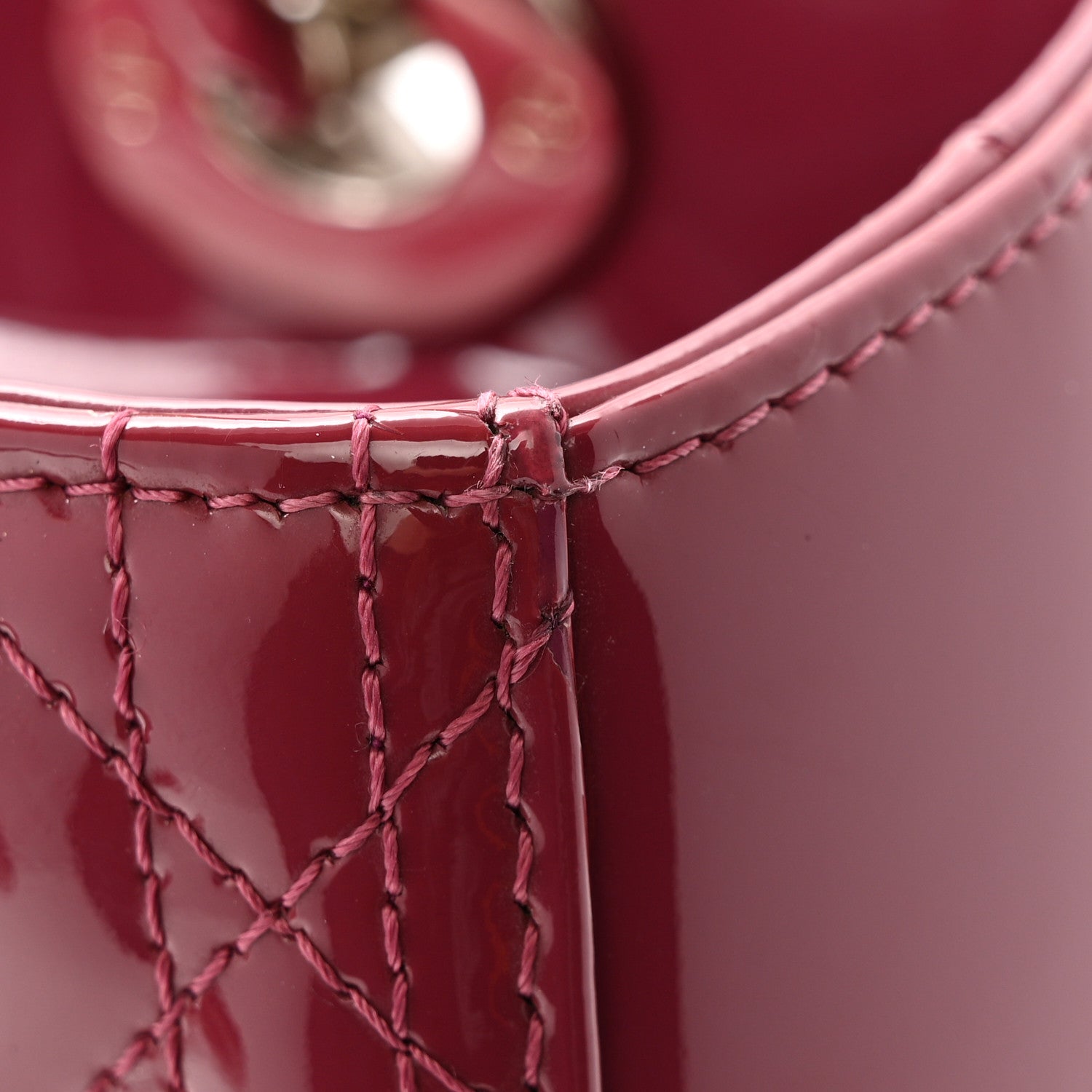 Patent Cannage Medium Lady Dior Dark Pink