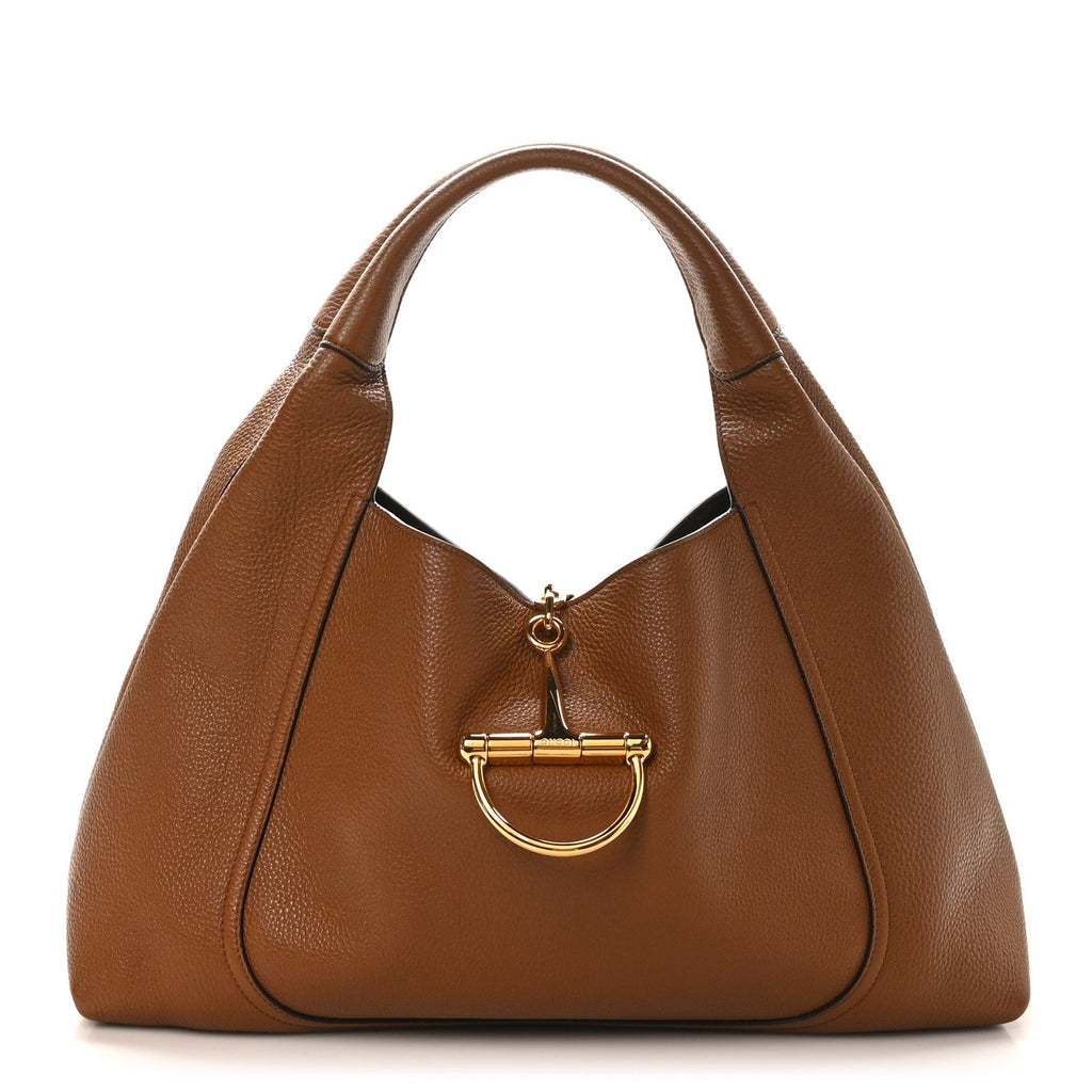 Grained Calfskin Softbit Maxi Shoulder Bag Brown