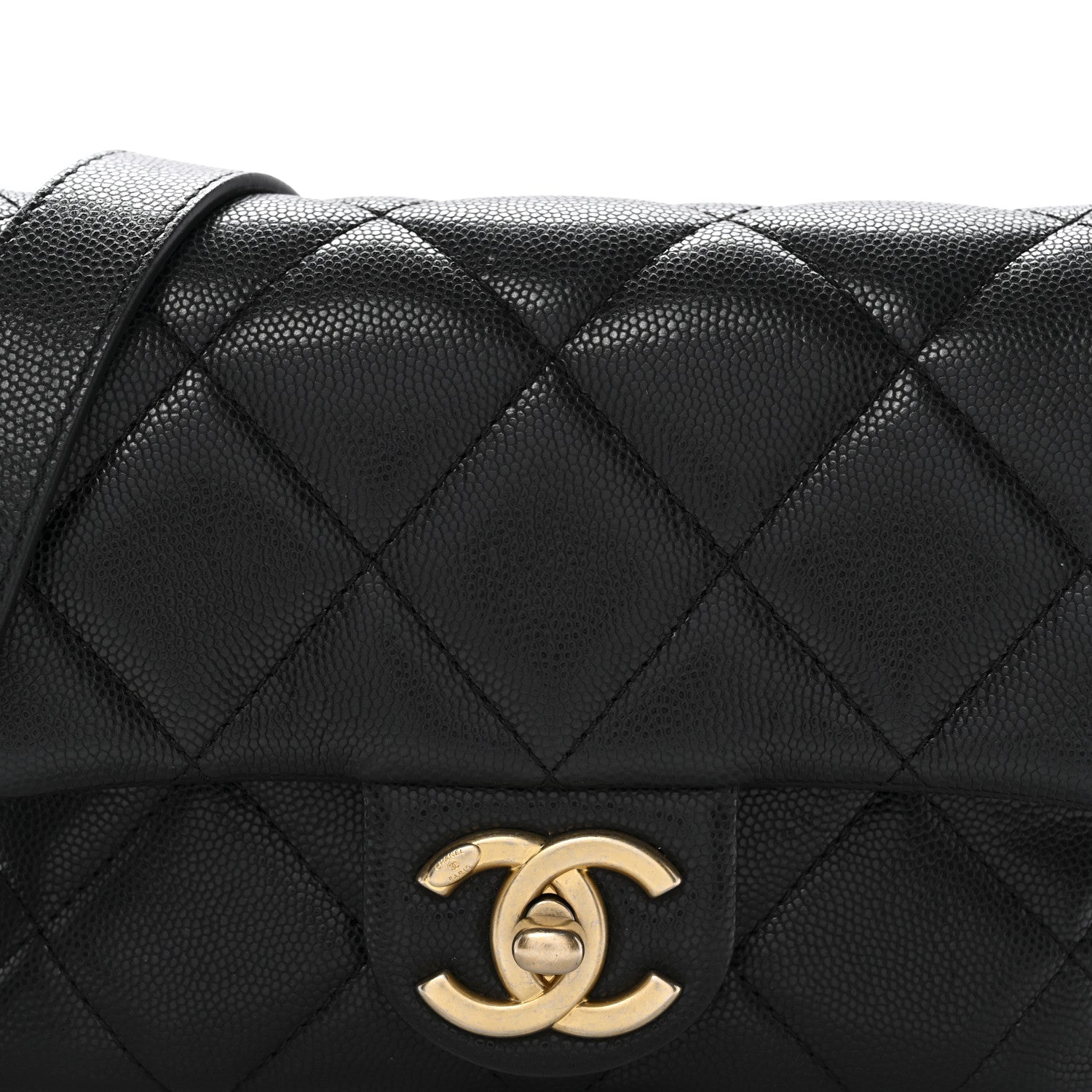 Caviar Quilted Mini Twist Your Buttons Flap Black
