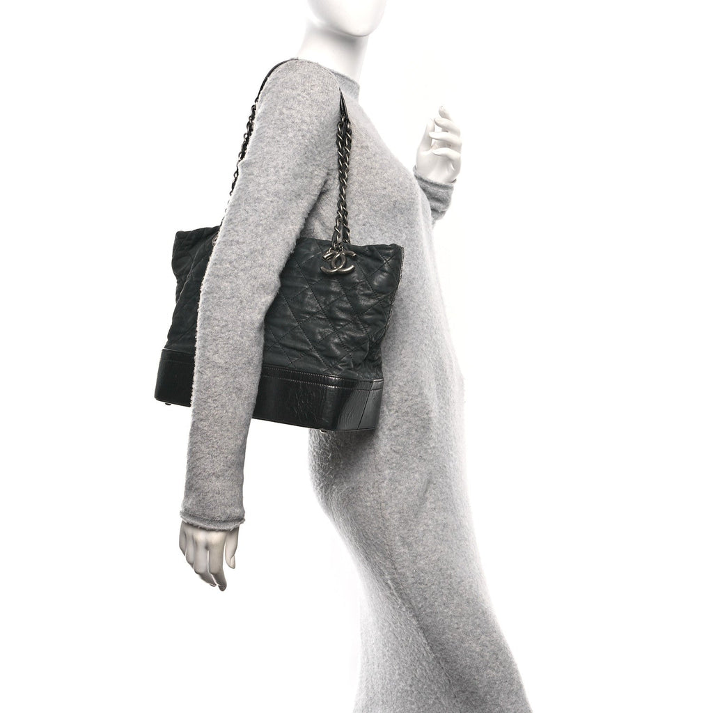 Iridescent Calfskin VIP Shopping Tote Black