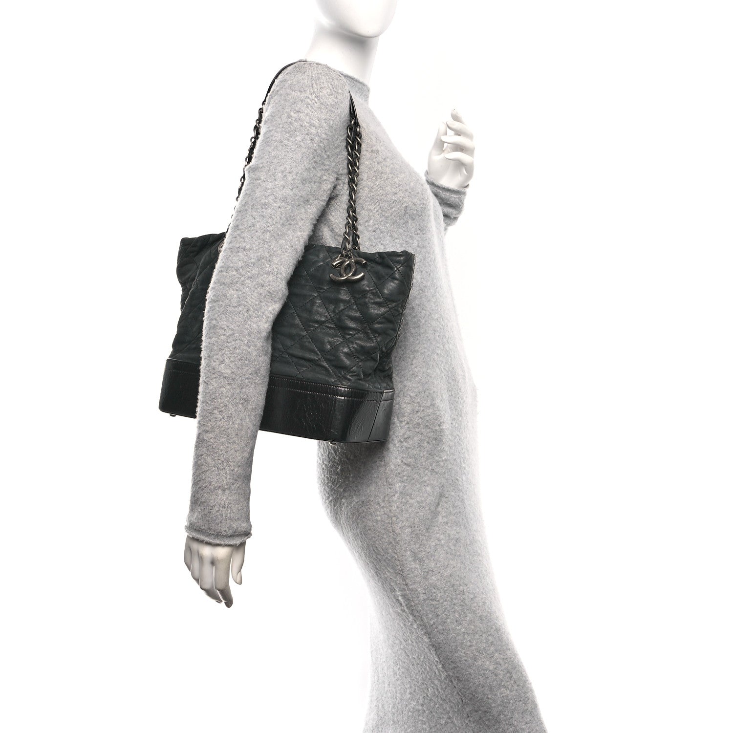 Iridescent Calfskin VIP Shopping Tote Black