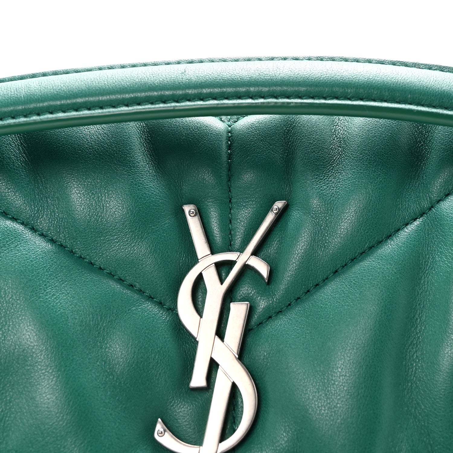 Lambskin Quilted Small Loulou Puffer Monogram Chain Satchel Green Field
