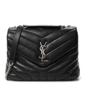 Calfskin Y Quilted Monogram Small Loulou Chain Satchel Black
