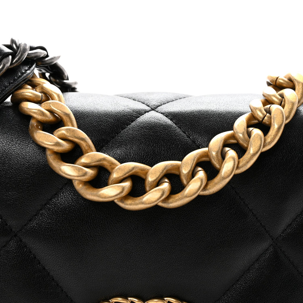 Goatskin Quilted Medium Chanel 19 Flap Black