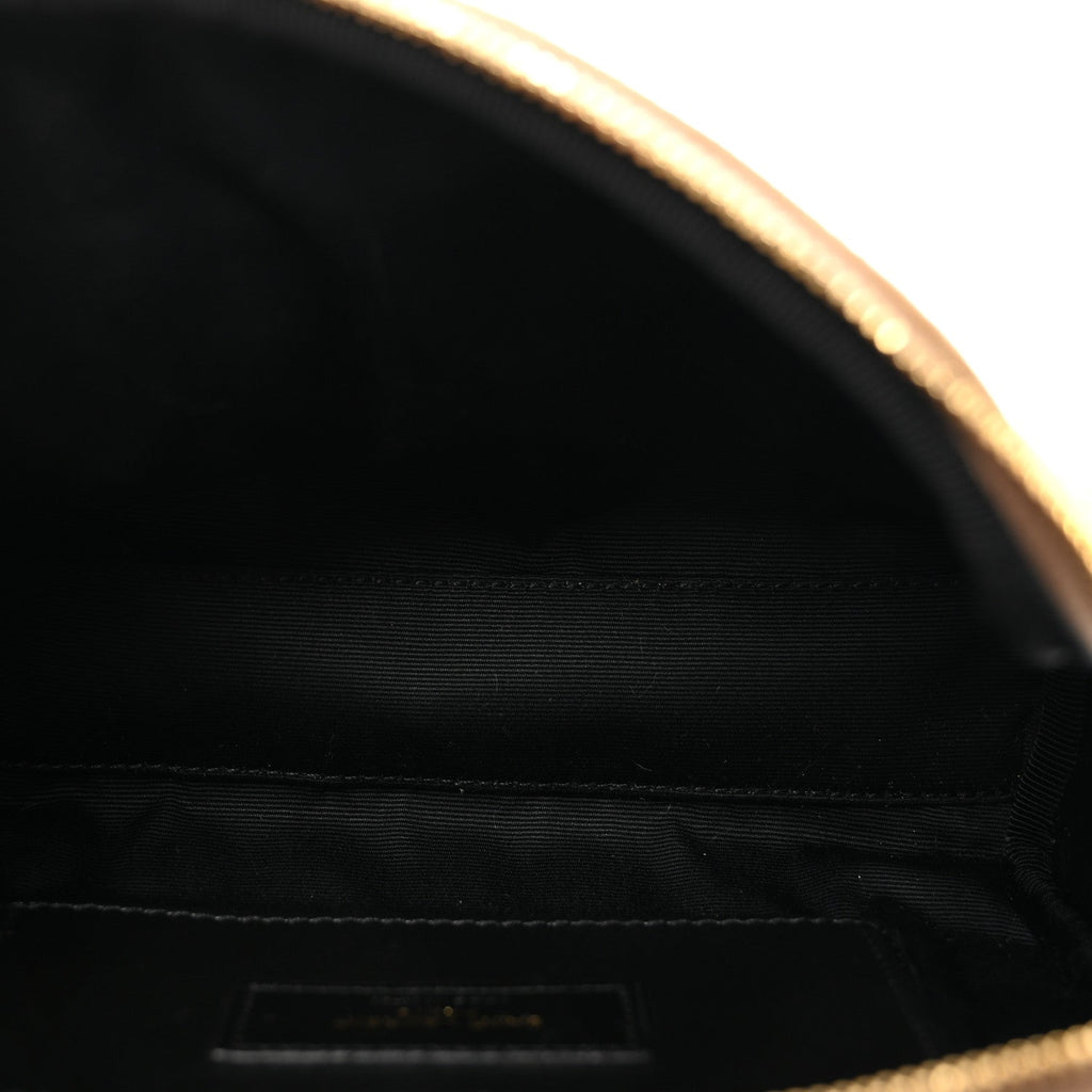 Suede Calfskin Mini Quilted Monogram Camera Bag Golden Leaf