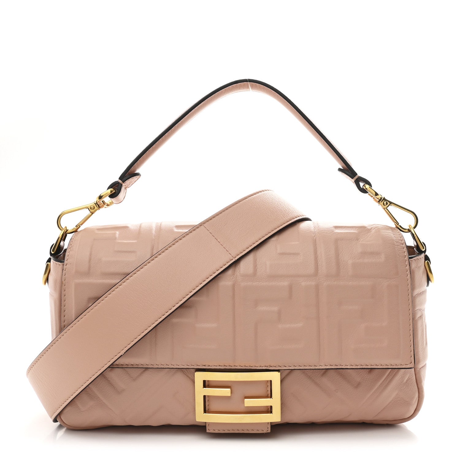 Nappa FF 1974 Embossed Baguette Rosa Bourbon