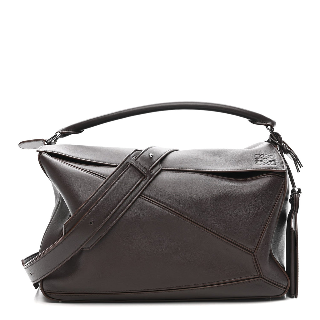 Nappa Lambskin Large Featherlight Puzzle Bag Dark Chestnut