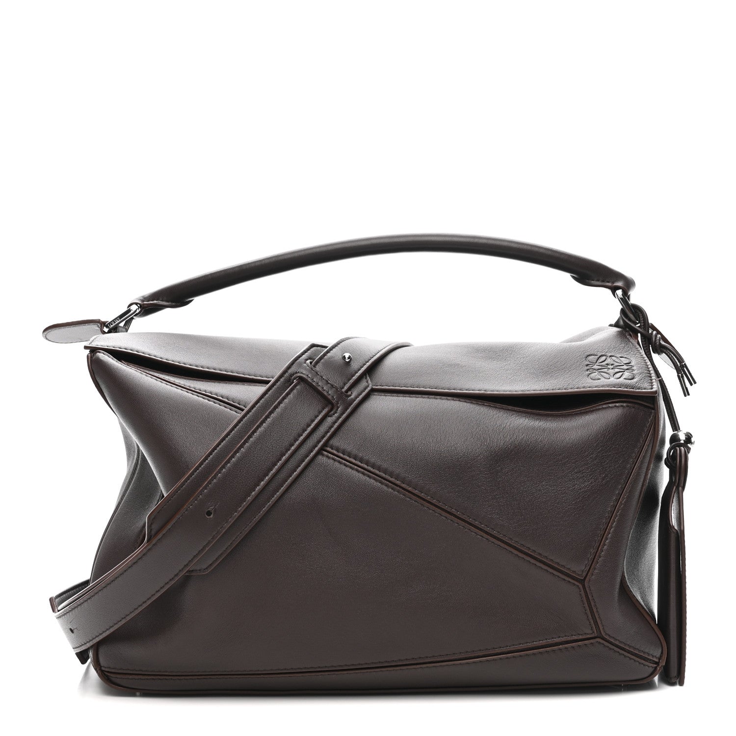 Nappa Lambskin Large Featherlight Puzzle Bag Dark Chestnut