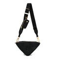 Yarn Raffia Effect Crochet Triangle Shoulder Bag Black