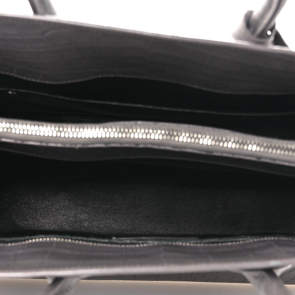 Calfskin Crocodile Embossed Small Sac de Jour Fog