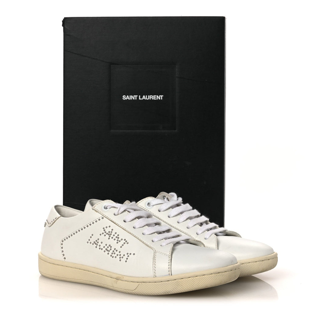 Calfskin Studded SL/08 Low Top Sneakers 37.5 White